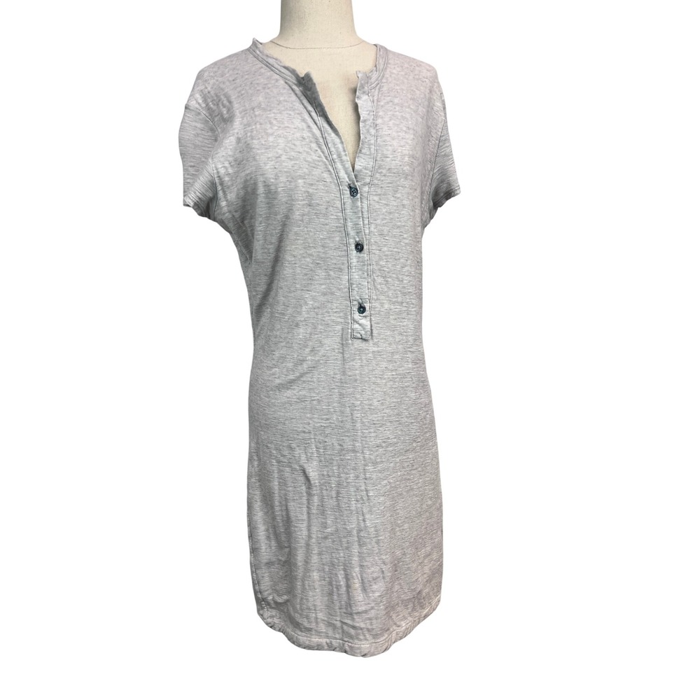 Standard James Perse Henley Dress Womens 3 Grey Good Short Sleeve Jersey